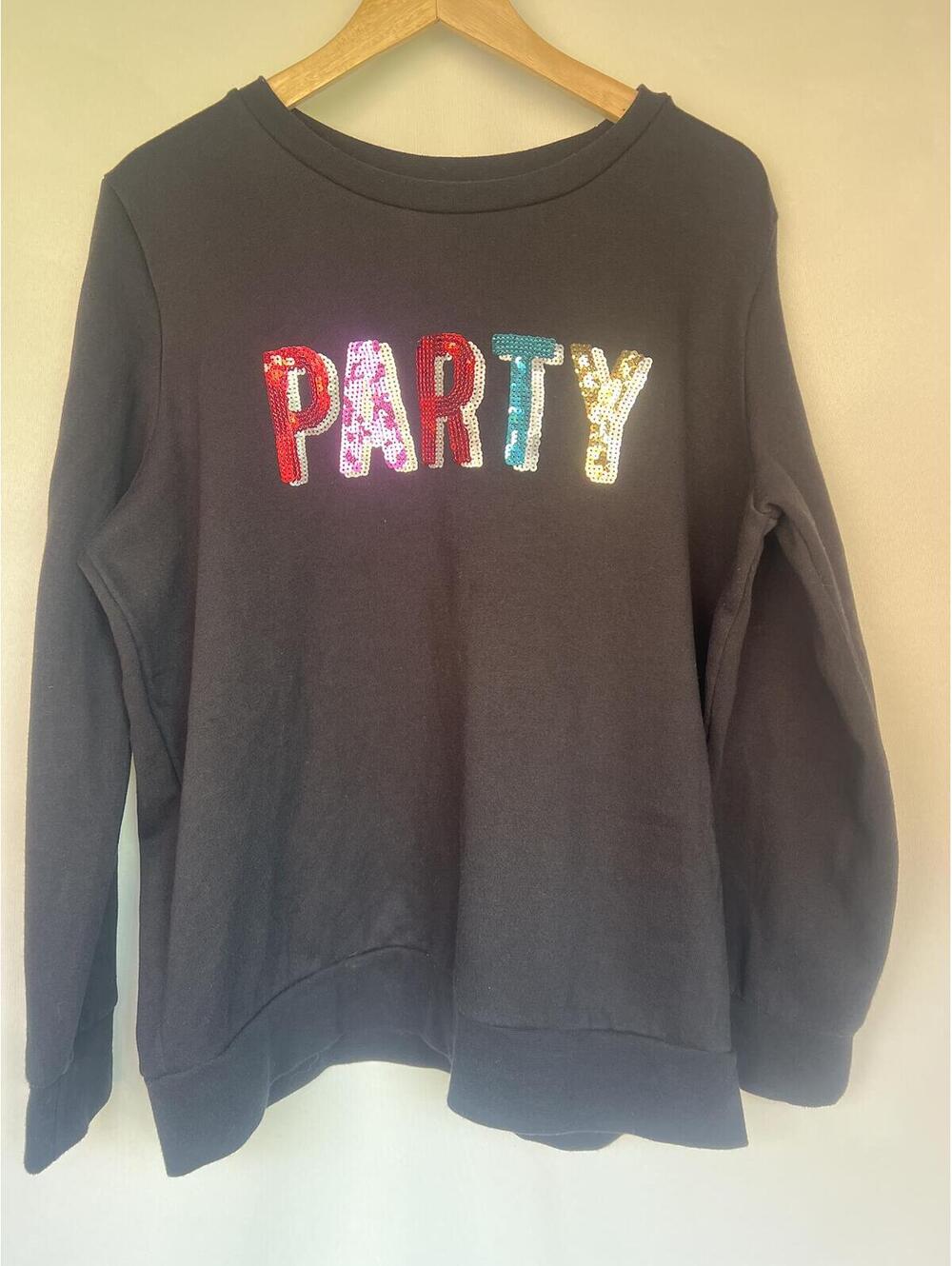 Denver Hayes Sequin PARTY Crewneck Sweatshirt Women's XL